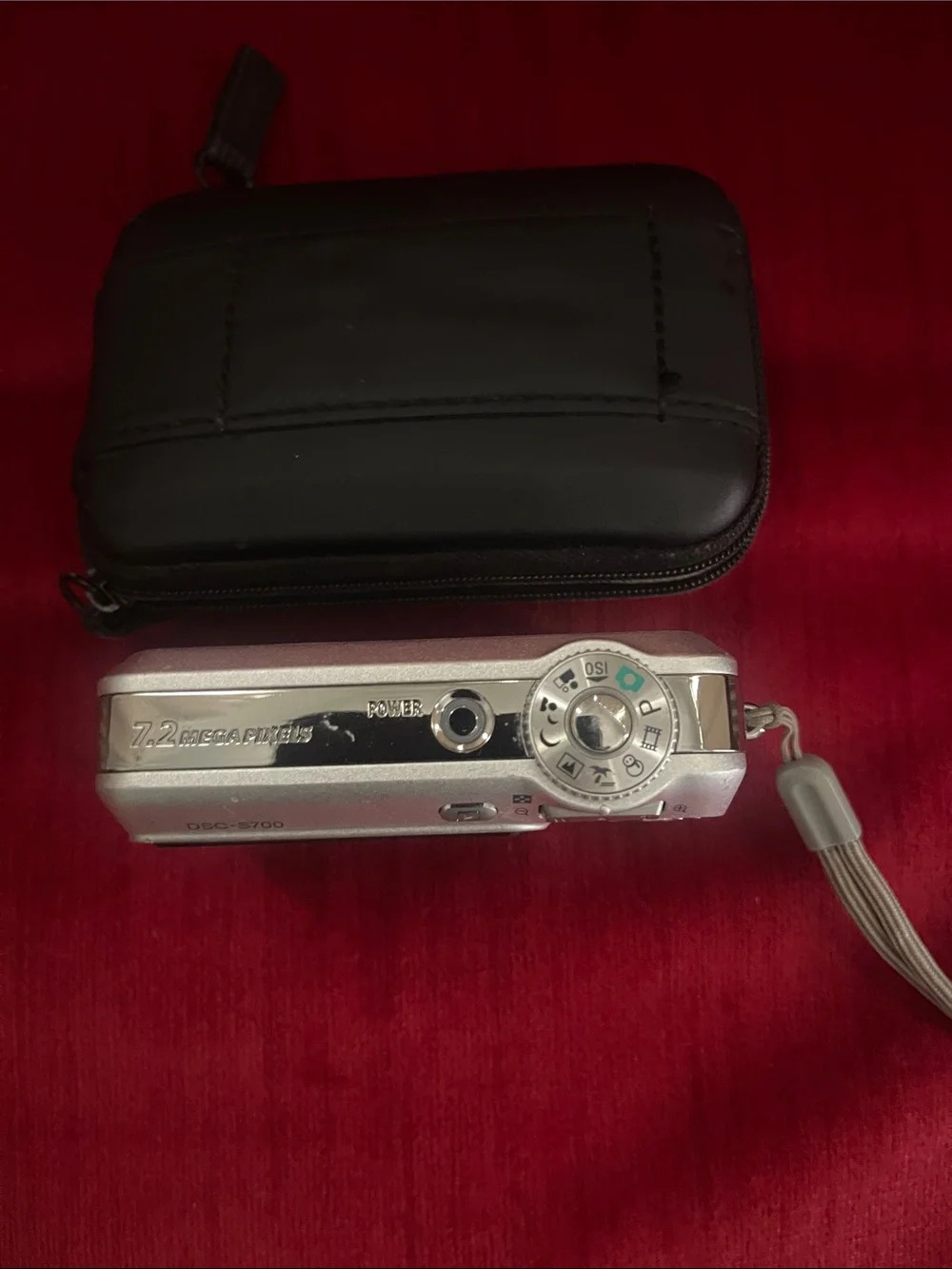 Sony Silver Compact Digital Camera with Black Carry Case